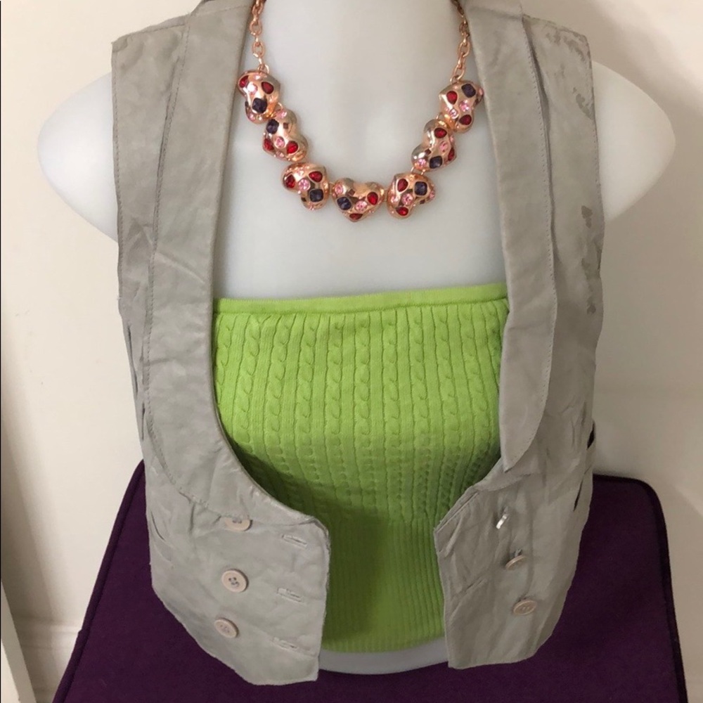 Arden B gray leather & cloth vest
